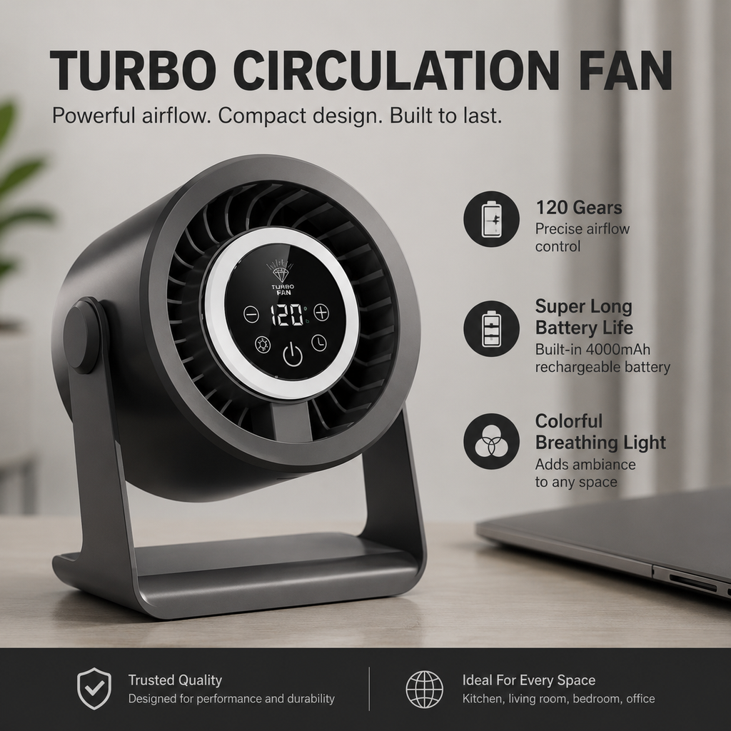 Diamond Brand Rechargeable Desk Fan with Digital Display